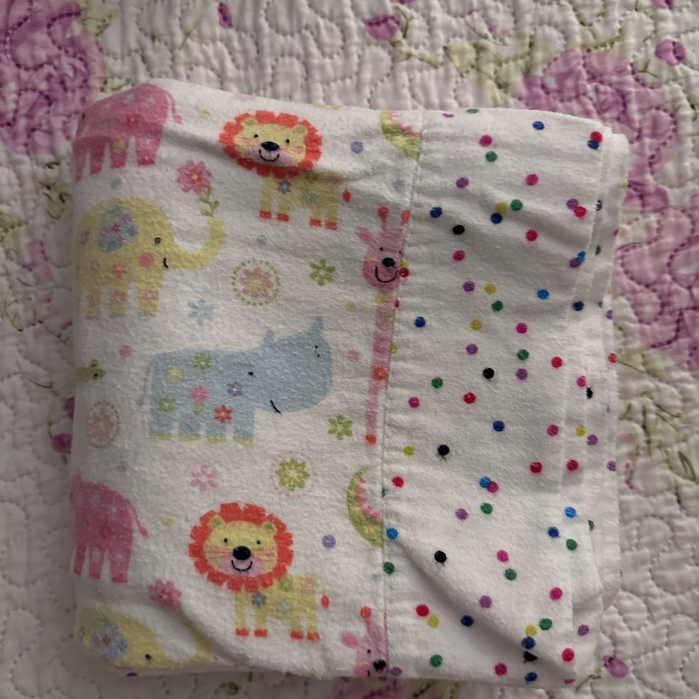 Handmade Animal Print Baby Blanket with Matching Burp Cloth